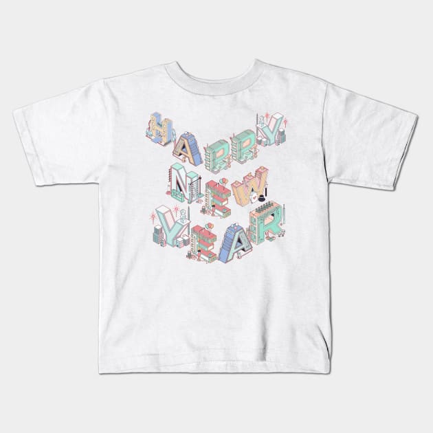 Happy Digital New Year 2023 Kids T-Shirt by Trendy-Now